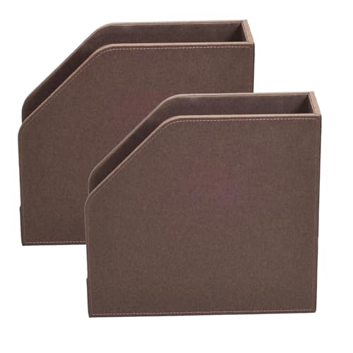 MobileVision Executive Brown Cloth Fabric Vertical File Holders - 2 Piece Combo - color: Brown Fabric