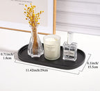 Luxspire Bathroom Vanity Tray for Countertop, Oval Kitchen Soap Dispenser and Toiler Tank Trays, 11.4“ Resin Vanity Organizer for Lotion Bottles, Perfume, Jewelry, Dresser, Medium, Matte Black - color: Matte Black, style: Medium