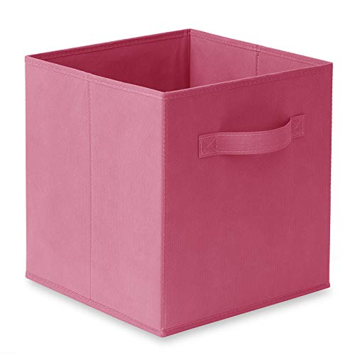 Casafield Set of 6 Collapsible Fabric Cube Storage Bins, Hot Pink - 11" Foldable Cloth Baskets for Shelves, Cubby Organizers & More - color: Hot Pink, size: 10.5" x 10.5" x 11"