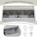 Knocbel Rustic Entry Storage Bench with Hidden Compartments and Removable Cushion, Wooden Entryway Hallway Foyer Shoe Bench Bedroom End of Bed Bench, 250lbs Weight Capacity (Gray Wash) - color: Gray Wash