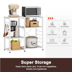 soges Kitchen Standing Baker's Rack, Utility Microwave Oven Stand, Multi-Layers Kitchen Storage Cart Workstation Shelf, Coffee Cart, White - color: White