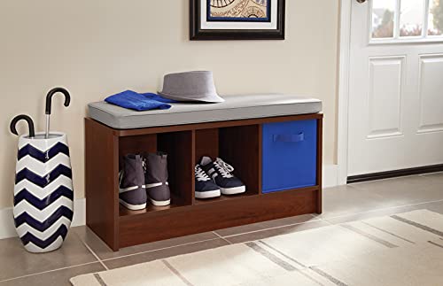 ClosetMaid 1633 Cubeicals 3-Cube Storage Bench, Dark Cherry with Gray Cushion - color: Dark Cherry With Gray Cushion