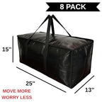 BAG-THAT! 8 - Pack Heavy Duty Large Moving Bags, with Strong Zipper and Comfortable Handles Durable & Sturdy Clothes packing Storage Bags Totes Bins Packing Moving Boxes College Supplies for moving. - size: 8 Pack