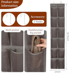 GOMAJI 12 Large Pockets Over The Door Hanging Shoe Organizer, LIGHT BROWN COLOR