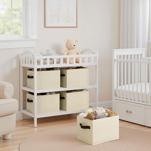 Cupic Cupid Storage Bins Closet, Fabric Closet Organizers and Storage, 4-Pack Baskets for Organizing, Large Storage Boxes with Handles for Clothes and Toys, Beige - color: Beige, size: 4-Pack