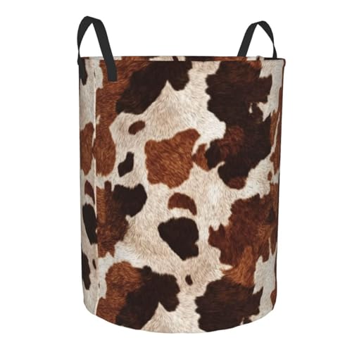 Cow Fur Print Laundry Basket Storage Bin Foldable Laundry Hamper Clothes Storage Bucket Organizer 19.6x15.7 Inch For Laundry Room/Bedroom/Bathroom - color: Cow Fur Print