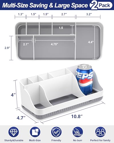 Bathroom Counter Organizer and Storage, 7 Slots Detachable Toothbrush Holders for Bathrooms, Anti-Slip Electric Toothbrush and Toothpaste Holder Countertop Vanity Organizer Accessories for Adults Kids - color: Whitegrey + Black