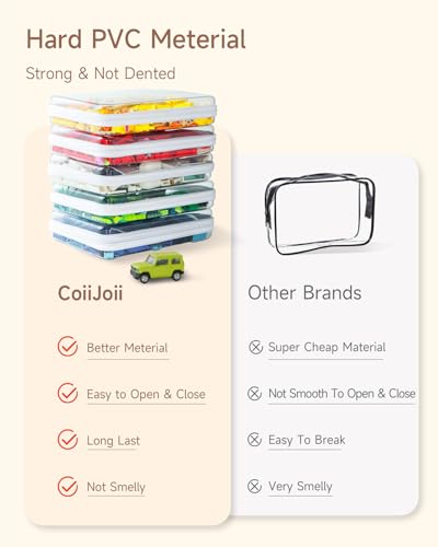 CoiiJoii 6PCS Clear Zipper Pouches, Small Christmas Item Storage Bins, Zippered Hard Pouch Double, Portable Makeup and Cosmetic Bag, Storage Organizer Bins, Hard Plastic Case, Clear Zipper Bags - size: SML-6PCS