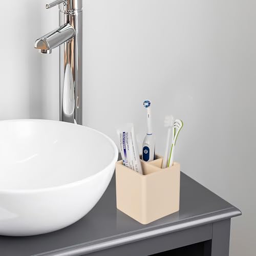 Diatomite Toothbrush Holders for Bathrooms, Electric Toothbrush and Toothpaste Holder 3 Slots Tooth Brush Organizer for Bathroom Countertop, Shower, Vanity - Yellow - color: Yellow
