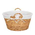 Household Essentials Round Wicker Laundry Basket with Handles, Whimsical Water Hyacinth Basket, Supportive Metal Frame, Removable Polyester Liner, Handwoven, Well-Structured and Versatile, Natural - color: Natural Water Hyacinth