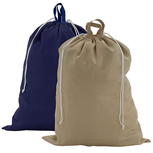 Household Essentials 136-1 Set of 2 Large Laundry Bags with Handles and Drawstring | Blue and Beige - style: 2-Pack