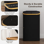 100L Laundry Hamper with Lid, Large Laundry Basket with Bamboo Handles, Clothes Hampers for Laundry with Removable Bag, Dirty Clothes Hampers for Bedroom Aesthetic, Black - color: Black