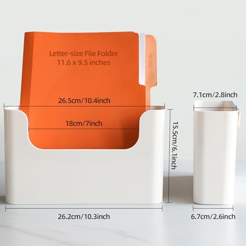 Hanging Wall Mount File Organizer Holder No Drilling Door Office Mail Supplies Storage Magazine Envelope Planner Wall Single Pocket Plastic (Off White)