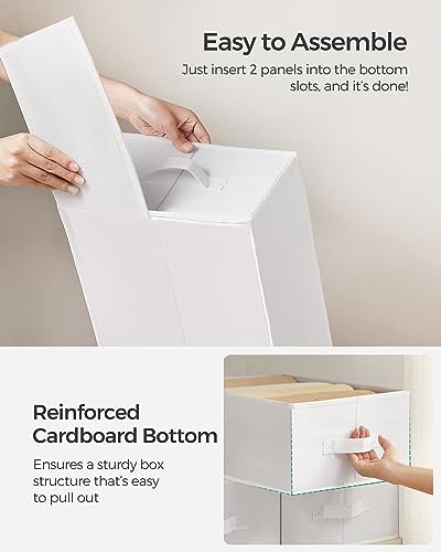 SONGMICS Set of 2 Large Size Wardrobe Clothes Organizers, 6-Compartment Foldable Drawer Organizers with Handles, 16.5 x 11.8 x 6.7 Inches, for Pants, Sweaters, Jeans, Cloud White URUS009W02 - color: Cloud White, size: 2 Pack