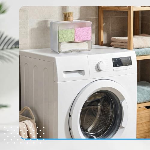 2-pack Wall-mounted Dishwasher Pod Container with Lid, White 3 Compartment Dishwasher Pod Holder for Kitchen & Laundry Room Organization, Space-saving Acrylic Dispenser Box