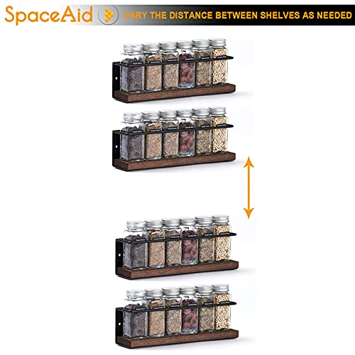 SpaceAid Spice Rack Organizer for Cabinet Door or Wall Mount (4 Pack) with 415 Spice Labels - Wood Hanging Seasoning Shelf for Cupboard Pantry or over the Stove - style: Empty Racks