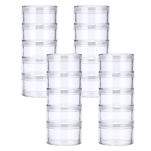 Hipiwe 4 Set Stackable Cosmetic Containers with Screw Lids Plastic Sample Jars 30ml Clear Empty Jars Makeup Sample Containers Nail Accessories Organizer - size: 4Packs 1.9"D x 4.8"H