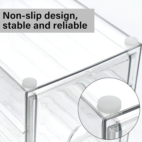 Prsildan Acrylic Drawer Organizer with 15 Drawers, Makeup Craft Office Desk Organizers Accessories, Set of 3 Clear Stackable Storage Drawers for Vanity, Countertop, Jewelry, Art Supply Organization - style: 15 Drawers