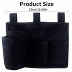 Hanging Bedside Caddy, Bedside Organizer Bunk Bed Storage Bag Hanging Pocket for Camp Dorms & Hospital Bed Rails More (Black 4 Pockets)