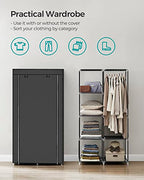 SONGMICS Portable Closet, Fabric Wardrobe, Clothes Rack with Shelves, Pockets, Large Capacity, 1 Hanging Rod, 34.6 x 17.7 x 66.1 Inches, Ink Black URYG84BK - color: Black, size: 2 Tiers(66.1"H)