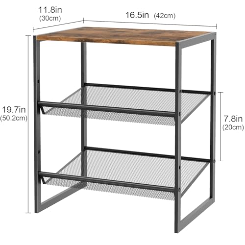 Garden 4 you Shoe Rack for Closet Narrow 3 Tiers, Small Shoe Rack with Brown Wooden Tabletop, Adjustable Metal Shoe Shelf for Closet Entryway Hallway Living Room - color: Brown, size: 3-Tier