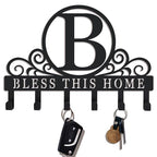 Metal Letter B Key Holder for Wall, Decorative Metal Key Holder Wall Mount, Key Hooks Coat Rack Monogram Wall Decor, Perfect for Bathroom, Living Room, Kitchen, Anniversary Housewarming Gift - style: B