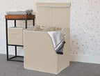 Simple Houseware Double Laundry Hamper with Lid and Removable Laundry Bags, Beige - color: Beige