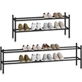 STORAGE MANIAC Long Expandable Shoe Rack, 12 Pairs Metal Wide Stackable Shoe Rack, Adjustable Shoes Shelf, Freestanding Shoes Organizer for Closet, Entryway, Hallway, Garage, Front Door, 2 Tiers - size: 2-tier
