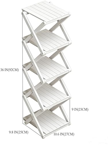 Bamboo Shoe Rack - No Assembly Required, Tall Narrow Foldable Shoe Organizer, Space-Saving Multifunctional Shelf for Entryways, Corners, Bedrooms, Balconies, 5 Layer White (Reinforced And Thickened ) - color: White, size: 5 Layers