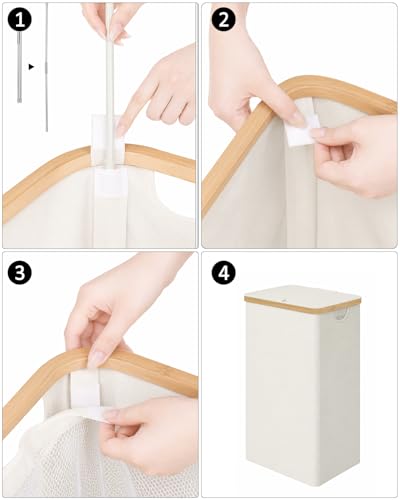 iEGrow Laundry Basket with Lid, 110L Large Laundry Hamper with Handle and Lid, Collapsible Clothes Basket Organizer with Removable Inner Bag for Clothes Toys Towels - Beige - color: Beige, size: 110L
