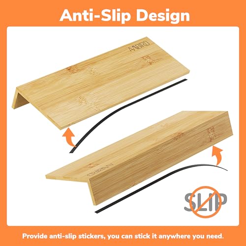 AMBIRD Bamboo Spice Drawer Organizer with Non-slip Mat,4 Tier - 2 Set Jar Spice Rack Tray From 9.5''to 19'', Seasoning Organizer for Kitchen,Cabinet,Drawers,Countertop - size: 8 Pcs x 9.5'' W, style: Natural