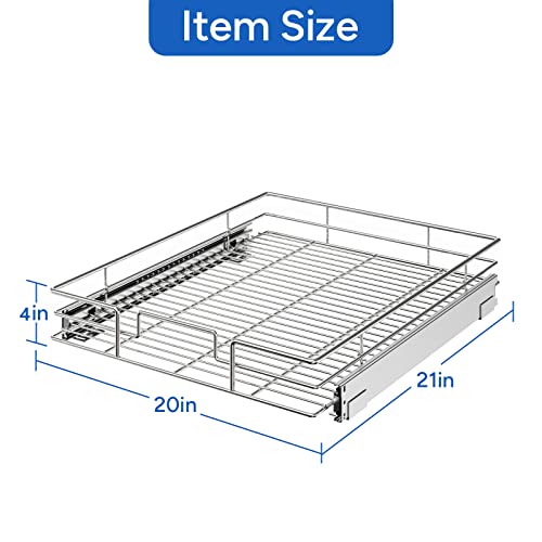 ROOMTEC Pull Out Cabinet Organizer, Cabinet Pull Out Shelves 20" W x 21" D, Heavy Duty Cabinet Drawers Slide Out Kitchen Cabinet Organizers Storage Shelf - color: 1 Tier, size: 20"W x 21"D