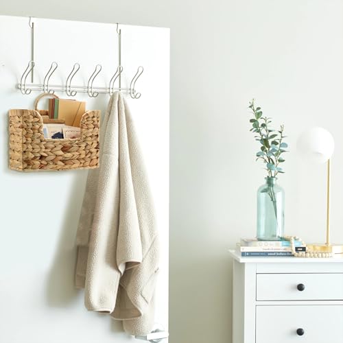 BTSKY Woven Hanging Magazine Holder, Water Hyacinth Magazine Basket, Wall Mounted Storage Basket for Books & Files, Wall File Organizer Magazine Rack with Handle for Home & Office - 11.8x4.3x7.9 Inch