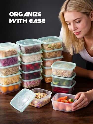 LivLab Mker 30 PCS Food Storage Containers with Lids - Reusable Meal Prep Containers Bpa-Free Freezer Lunch Boxes for Leftovers, Snack, Fruits, Salad - 15 Sets | 20 fl oz | 2.5 Cups - size: 15-Pack-17 floz