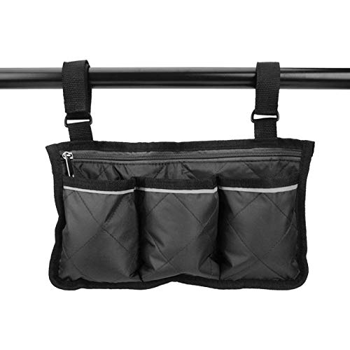 RiToEasysports Walker Bag,Multifunctional Wheelchair Side Bag Scooter Armrest Side Bag Hanging Pouch Storage Organizer for Bed Rail, Scooters, Walker Rollator - color: black
