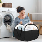 Collapsible Laundry Baskets, Tear Proof Pop Up Laundry Hamper with Large Capacity, Sturdy Foldable Laundry Basket, Easy to Carry Laundry Hamper for Home, Laundry Room, Bedroom, Dorm, Travel Black - style: Square Black