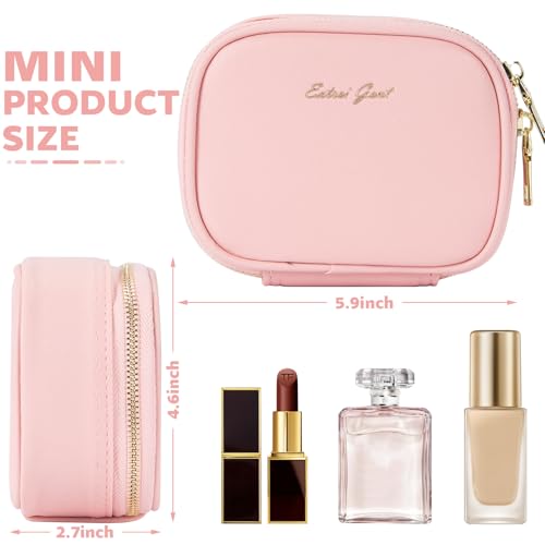 Mini Makeup Bag with Led Mirror, Small Travel Make up Bag 3 Light Modes Adjustable Brightness, for Women Organizer Cosmetic Bag, Portable Travel Train Toiletry Bag, for Pool Parties Work Touch-Ups - color: Pink