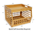 Bamboo Storage Bin - Multipurpose, Stackable Open Front Storage Bin with Bamboo Serving Tray Lid for Kitchen & Pantry - Stylish Lattice Design