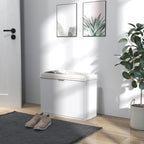 HOMCOM Narrow Shoe Bench with Padded Cushion, Shoe Cabinet with Flip-Drawer and Adjustable Shelf, Small Entryway Bench Holds up to 265lb, 24.4x10.2x18.7 Inches, White - color: White, size: 24.4" x 10.2" x 18.7"
