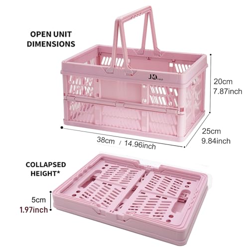 20 Liter Folding Storage Basket, Collapsible Plastic Folding Box, Storage Crates for Home, Office, Garage (Pink) - color: Pink
