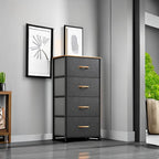 YITAHOME Storage Tower with 4 Drawers - Fabric Dresser, Organizer Unit for Bedroom, Living Room, Closets - Sturdy Steel Frame, Easy Pull Fabric Bins & Wooden Top - color: Cool Dark Grey, style: 4-Drawer
