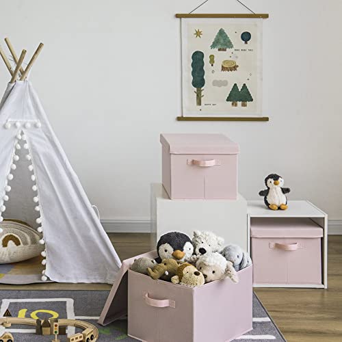 GRANNY SAYS Storage Bins Fabric, Large Storage Bins with Lids, Collapsible Storage Box Closet Shelf, Decorative Storage Baskets for Organizing Bedroom Dorm Nursery, Pink, 3-Pack - color: Pink, size: Large