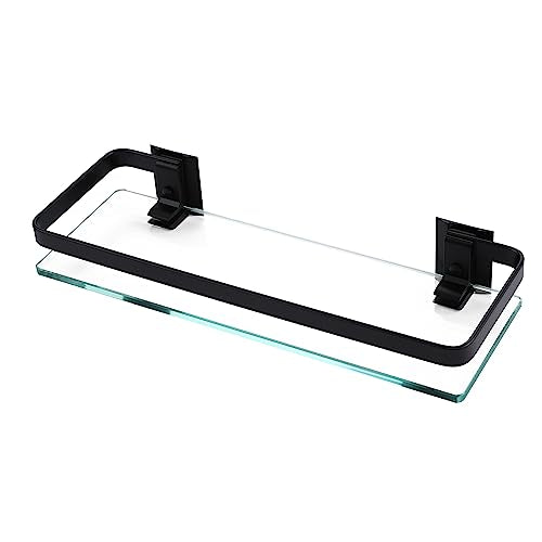 KES Bathroom Wall Shelf Aluminum Extra Thick Tempered Glass Rectangular 1 Tier Basket Wall Mounted Black, A4126A-BK - color: Black (1 Pack)