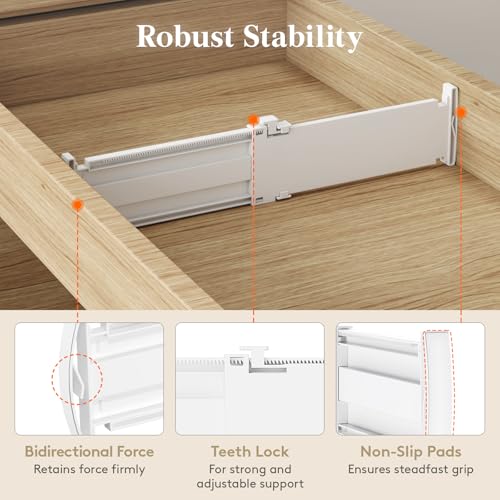 Lifewit Drawer Dividers for Clothes, 3.2" Tall 10.5"-16.5" Expandable Dresser Drawer Organizers, Adjustable White Plastic Separators for Kitchen, Cabinet, Nursery, Socks & Underwear Storage, 4 Pack - size: 3.2"H, 10.5-16.5"L