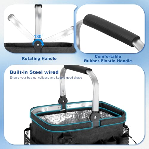 PGmoon Cleaning Caddy Organizer with Handle, Cleaning Tote Bag with Multiple Pockets for Cleaning Supplies, Products Storage, Housekeepers, Kitchen Cleaning Supplies, Black - color: Black