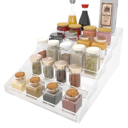 WUIVIUT Spice Rack Organizer For Cabinet, Acrylic Tier Spice Shelf Can Storage Organizer for Kitchen Pantry Countertop - size: 6 Tier - inner width 2''