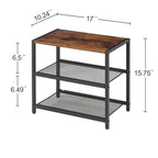 3-Tier Wooden Shoe Rack with Metal Mesh Shelves - for Entryway, Closet, Hallway & Bedroom Holds 6 Pairs, Ideal for Storage or Display - size: 17"D x 10.24"W x 15.75"H