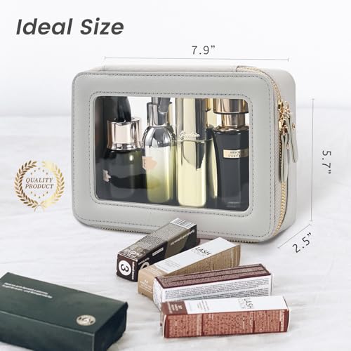 Aveniee Clear Makeup Bag Organizer,Travel Toiletry Bag for Women,Waterproof Cosmetic Pouch with Zippers,Car Accessories Organizers and Storage Case,Grey,Medium Classic - color: Grey, style: Classic