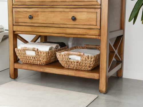 StorageWorks Hand-Woven Storage Baskets with Wooden Handles, Water Hyacinth Wicker Baskets for Organizing, 2 Pack - color: Natural(Water Hyacinth), size: Large