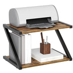 YATINEY Desktop Printer Stand, 2-Tier Printer Table with Storage Shelf, Under Desk Printer Stand for Office, Open Organizer Shelf, Easy Assembly, Rustic Brown PS02BR